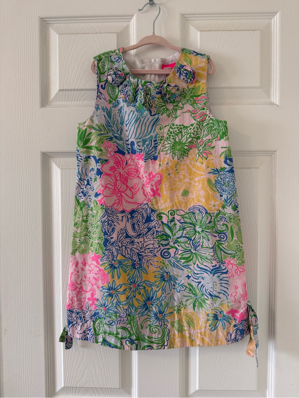 Lilly Pulitzer Girls Floral Sleeveless Shift Dress M - Pink Green Blue Yellow